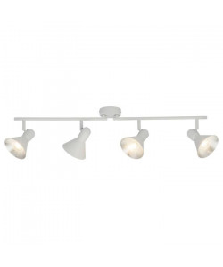 BRILLIANT Plafonnier barre a 4 lumieres Aztekas hauteur 18 cm E14 28W blanc et argent