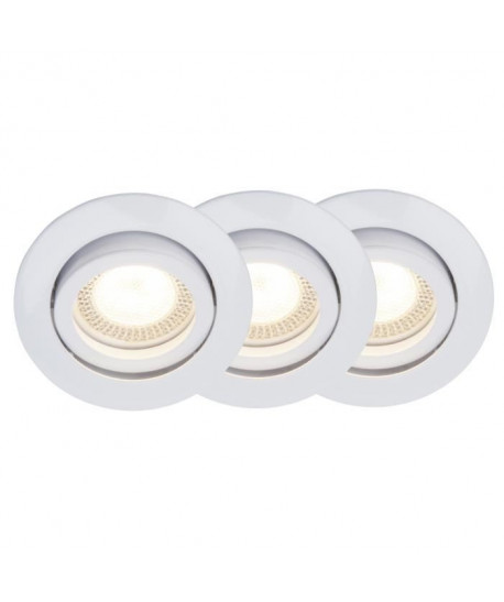 BRILLIANT Kit de 3 spots encastrable orientables LED Easy Clip diametre 8 cm GU10 5W blanc