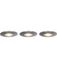 BRILLIANT Kit de 3 spots encastrés fixes Nodus led IP44  3000k  Chrome