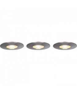 BRILLIANT Kit de 3 spots encastrés fixes Nodus led IP44  3000k  Chrome