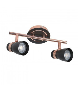 BRUCE Spot 2 lumieres LED  L 27,5 x H 15 cm  Noir et rose cuivre