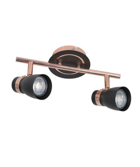 BRUCE Spot 2 lumieres LED  L 27,5 x H 15 cm  Noir et rose cuivre