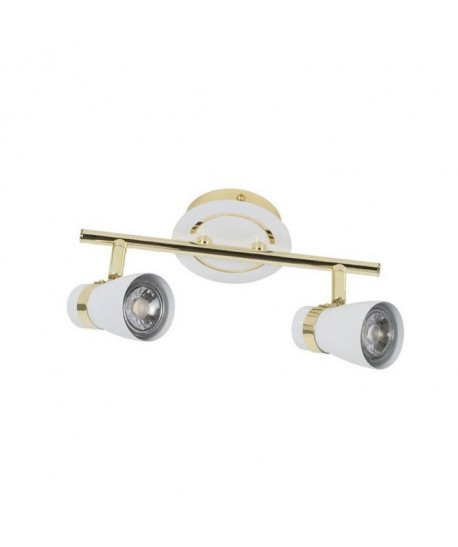 BRUCE Spot 2 lumieres LED  L 27,5 x H 15 cm  Blanc et jaune laiton