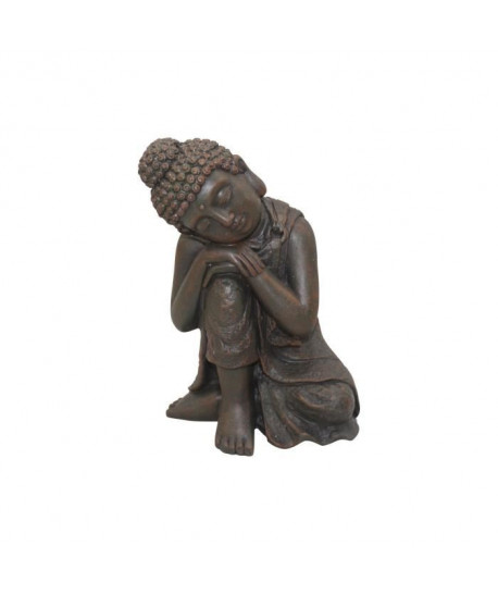 HOMEA Bouddha penseur déco 13x12xH19,5 cm chocolat