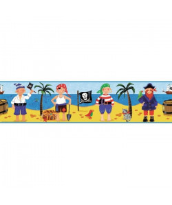 ROOMMATES Stickers FRISE PIRATES CHASSE AU TRESOR repositionnables 12,7cm x 4,57 m