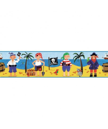 ROOMMATES Stickers FRISE PIRATES CHASSE AU TRESOR repositionnables 12,7cm x 4,57 m