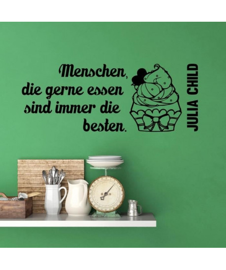 Stickers adhésif mural Die gerne essen sind immer die besten  Noir  104x40cm