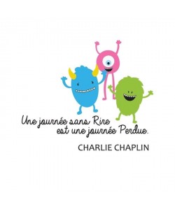 Sticker adhésif mural Charlie Chaplin Une Journée Sans Rire Est Une Journée Perdue  Multicolore  65x55 cm