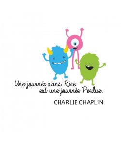 Sticker adhésif mural Charlie Chaplin Une Journée Sans Rire Est Une Journée Perdue  Multicolore  47x40 cm