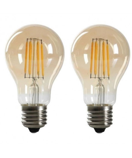 EXPERTLINE Lot de 2 Ampoules LED filament ambrées E27 standard 4 W équivalent a 38 W blanc chaud