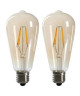EXPERTLINE Lot de 2 Ampoules LED filament ambrées E27 4 W équivalent a 38 W blanc chaud