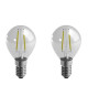 DURACELL Lot de 2 ampoules LED a filaments E14 sphériques 2,4 W équivalent a 25 W blancs chaud