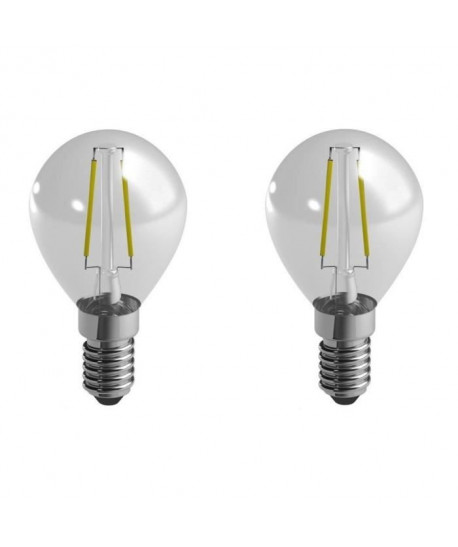 DURACELL Lot de 2 ampoules LED a filaments E14 sphériques 2,4 W équivalent a 25 W blancs chaud