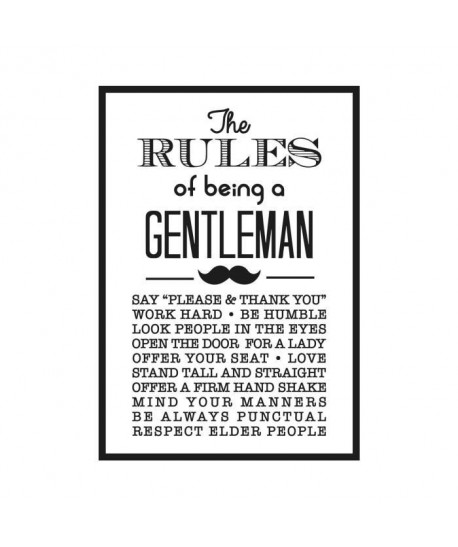 Stickers adhésif mural The rules of being a gentleman  Multicolore  30x43cm