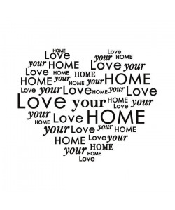 Stickers adhésif mural Love your home Heart Lettering  49x40 cm