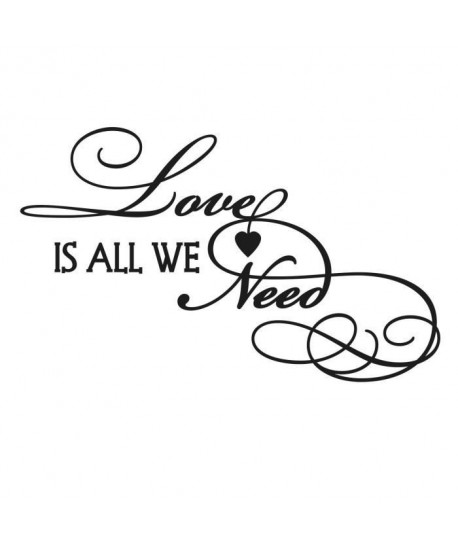 Stickers adhésif mural Love is all we need Swirl Lettering  Noir  74x45cm