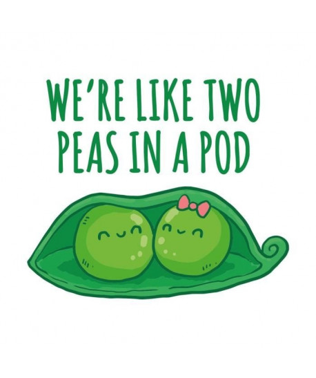 Stickers adhésif mural We\'re like two peas in a pod  Vert  65x55cm