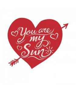 Stickers adhésif mural You are my sun heart  Rouge  65x55cm