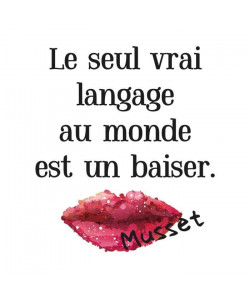 Sticker adhésif mural Le seul vrai langage au monde est un baiser  Noir  55x63 cm