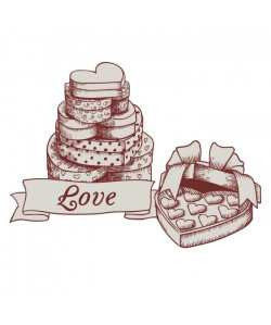 Stickers adhésif mural Love Heart Chocolate Box  54x40 cm