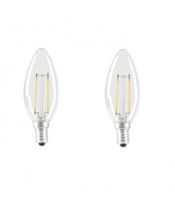 EXPERT LINE Lot  de 2 ampoules LED E14 SMD a filament 2 W équivalent a 24 W blanc chaud