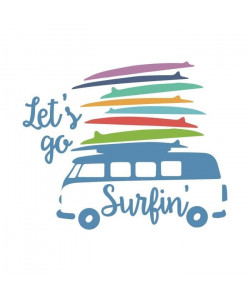 Stickers adhésif mural Let\'s go surfin\' Exotic Furgoncino Vintage con Tavole da Surf  67x55cm