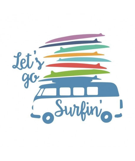 Stickers adhésif mural Let\'s go surfin\' Exotic Furgoncino Vintage con Tavole da Surf  67x55cm