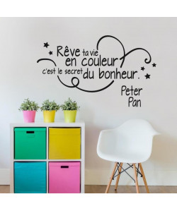 Sticker adhésif mural Reve ta vie en couleur c\'est le secret du bonheur  Noir  55x92 cm