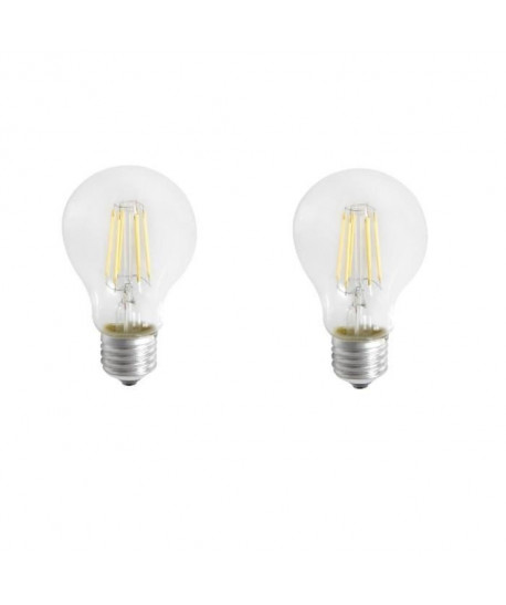 EXPERT LINE Lot de 2 ampoules LED E27 SMD a filament 6 W équivalent a 51 W blanc chaud