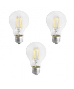 EXPERT LINE Lot de 3 ampoules LED E27 SMD a filament 6 W équivalent a 51 W blanc chaud