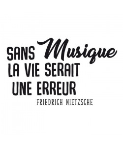 Stickers adhésif mural Sans musique la vie  Feuille de vinyle calandré  Multicolore  82x50cm