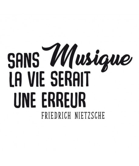 Stickers adhésif mural Sans musique la vie  Feuille de vinyle calandré  Multicolore  82x50cm