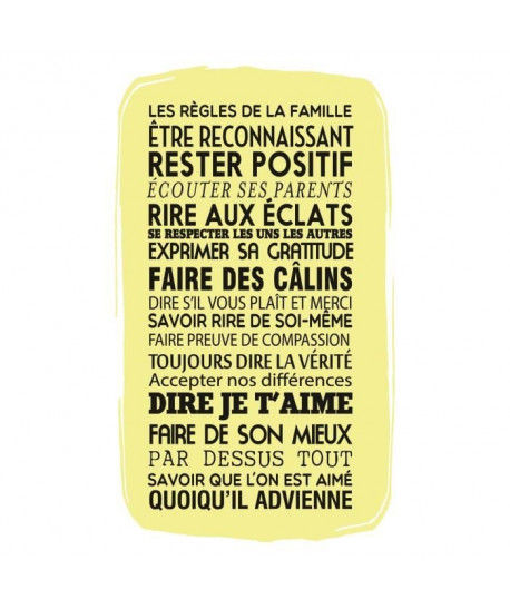 Stickers adhésif mural Les regles de la famille  40x68cm