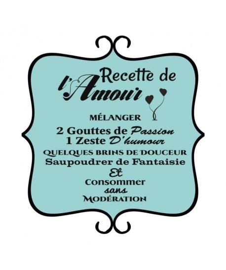 Stickers adhésif mural  Recette de l\'amour  32x30cm