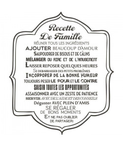 Stickers adhésif mural Recette de famille  Feuille de vinyle calandré  Multicolore  70x80 cm