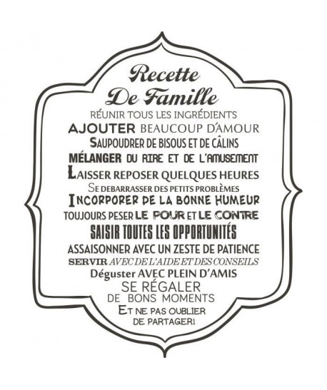 Stickers adhésif mural Recette de famille  Feuille de vinyle calandré  Multicolore  70x80 cm