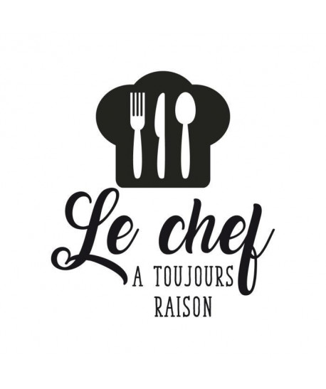 Stickers adhésif mural Le chef a toujours raison  Feuille de vinyle calandré  Multicolore  36x40cm