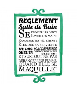 Stickers adhésif mural \"Reglement de la salle de bain\"  30x45cm