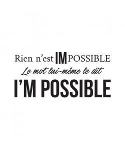 Stickers adhésif mural  Rien n\'est impossible  80x38cm