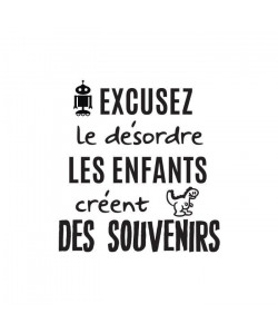 Stickers adhésif mural Excusez le désordre  Multicolore  60x64cm