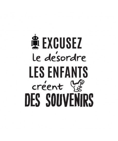 Stickers adhésif mural Excusez le désordre  Multicolore  60x64cm