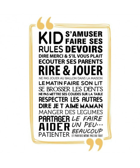 Stickers adhésif mural Kid rules  Multicolore  80x131cm