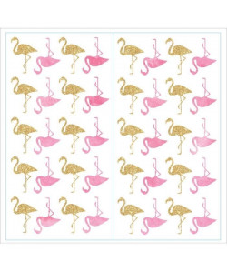 ROOMMATES Stickers FLAMINGO GLITTER repositionnables 4 feuilles de 10,1cm x 44,1cm