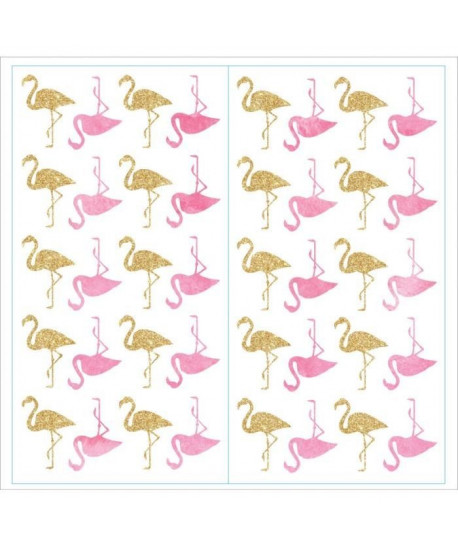 ROOMMATES Stickers FLAMINGO GLITTER repositionnables 4 feuilles de 10,1cm x 44,1cm