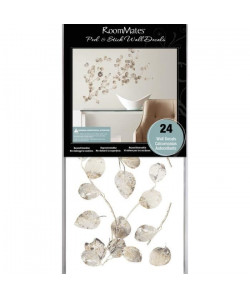 ROOMMATES Stickers SILVER DOLLAR BRANCH ADD ON PEEL repositionnables 4 feuilles de 10,1cm x 44,1cm