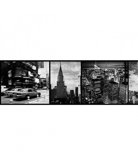 NEW YORK CITY Frise Adhésive 500x15 cm Noir et Blanc