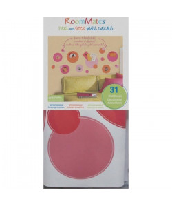 ROOMMATES Lot de 31 stickers CADRES POIS ORANGE & ROSE repositionnables 4 feuilles de 10,1cm x 44,1cm