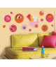 ROOMMATES Lot de 31 stickers CADRES POIS ORANGE & ROSE repositionnables 4 feuilles de 10,1cm x 44,1cm