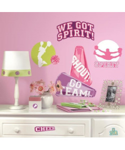 ROOMMATES Lot de 31 stickers POM POM GIRL repositionnables 4 feuilles de 10,1cm x 44,1cm