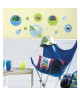 ROOMMATES Lot de 31 stickers CADRES et POCHES POIS BLEU & VERT repositionnables 4 feuilles de 10,1cm x 44,1cm